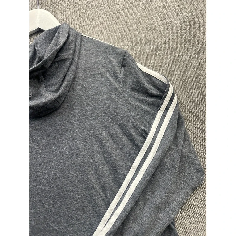Adidas Aeroready Primegreen Hoodie Men 2XL Heather Gray Striped Running Athletic